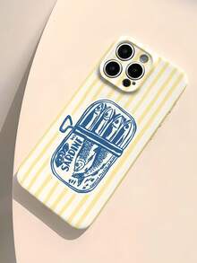 1 chiếc ốp lưng điện thoại cứng bằng polycarbonate bóng, họa tiết sọc cá mòi hoạt hình tối giản, đục lỗ, tương thích với iPhone 11/12/13/14/15/16 Pro Max, chống nước, chống sốc, chống rơi, chống trầy xước. Phiên bản quốc tế, không phải phiên bản nội địa. - Nhiều màu - Xem 3