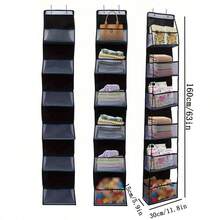 1pc Pink Over The Door Hanging Organizer With 4 Pockets, Fabric Wall Mount Storage For Closet/Bathroom/Bedroom/Dorm, Clear Window & Reinforced Shelves, Includes 2 Metal Hooks, Organize Cosmetics, Toys & Sundries