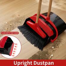 Broom And Dustpan Set, 52-In Long Adjustable Handle Broom Dustpan Combo With Dustpan Teeth To Automatically Clean Hair Suitable For Home Kitchen Office Hall Floor - Đen so với Đỏ - Xem 3