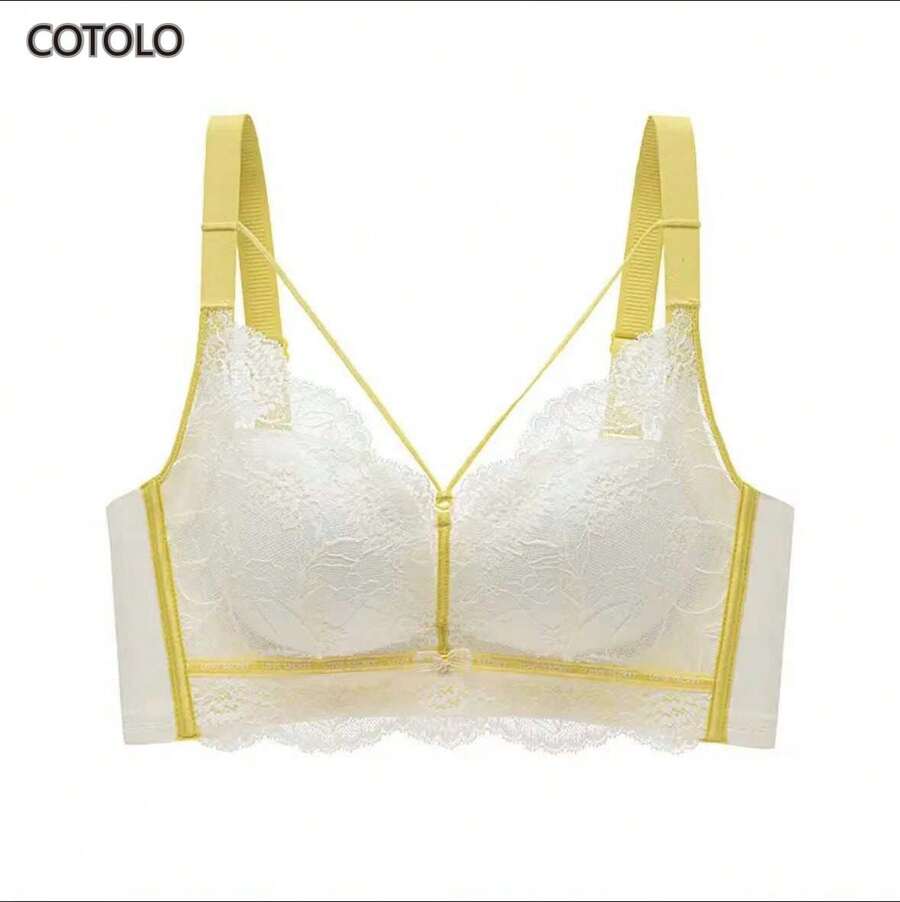 COTOLO Brassieres de Mujer sin Varilla Lencería Sexy Mujer con Copa Tipo Conejito Transpirable Suave y con Efecto Push Up Ropa Interior de Mujer a la Moda,brassieres de mujer,ropa interior de mujer,brasieres sin varilla,tops de mujer,brasier push up - Amarillo - Ver 1