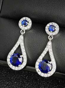 MOONSO 1 Pair Elegant Teardrop Hollow Out Design Women Stud Earrings, For Wedding, Party, Gift-Giving E514