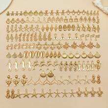 Randomly Mix 20/50/100 Pieces Of Alloy Exquisite Conch, Fish Tail, Seahorse, Pie Star, And Ocean Series Charms Pendants Accessories, Suitable For DIY Necklace, Earring, Keychain Jewelry Production As Fashionable Accessories. - KC Gold - View 1