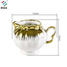 MBB 1 件 8 盎司陶瓷小奶精壶带手柄 - 精美瓷器小奶精壶 - 陶瓷奶精容器，用于咖啡牛奶酱沙拉，可微波炉和冰箱加热，白色珍珠釉或白色金边奶精杯，适用于家庭和厨房 - 彩色 - 查看 10