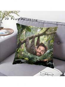 1pc Funny Sloth Face Printed Pillow Cover, Customized Pillowcase, Creative Housewarming Gift For Friends