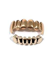 1 Set Unisex Hip-Hop Style Vampire Fang Grillz, 18K Gold/Silver Plated Grillz Teeth Accessories Suitable For Halloween, Christmas, Valentine's Day, Nightclub