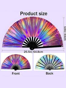 13 Inch Fluorescent Folding Fan - Glow-In-The-Dark Gothic Sun & Moon Constellation Design, Vibrant Rainbow & Leopard Print Fan,Large Black PP Material For Halloween, Raves, Clubs, Concerts, Themed Parties, Cosplay, Costume Props, Gifts, And Dance Events, Halloween Decorations, Without Battery