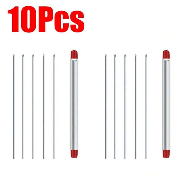 10-20 piezas Aguja de ganchillo para gusanos de tierra de acero inoxidable, aguja de gas para gusanos de tierra, perforadora hueca portátil de herramienta de pesca para penetrar gusanos