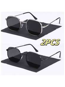 1 Pair Men's Geometric Fashion Fashion Glasses, Classic Luxury Design With Delicate Eyeglass Case, Suitable For Daily Life Accessories And Driving