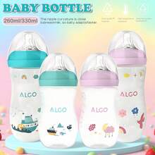 1 件 250ml/260ml/330ml PP 婴儿奶瓶，拱形防掉落易抓握，清晰的测量刻度科学喂养，柔软硅胶奶嘴，完全可拆卸，适合新生儿礼物，圣诞礼物 - 彩色 - 查看 3