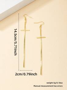 1 Pair Minimalist Personalized Tassel Cross Earrings