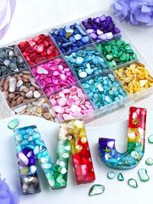 130g Hạt trang trí hình vỏ sò bất đối xứng nhiều màu sắc, thích hợp để đổ khuôn silicon, làm đồ trang sức thủ công DIY và đổ đầy cốc lắc nhựa. - Nhiều màu - Xem 2