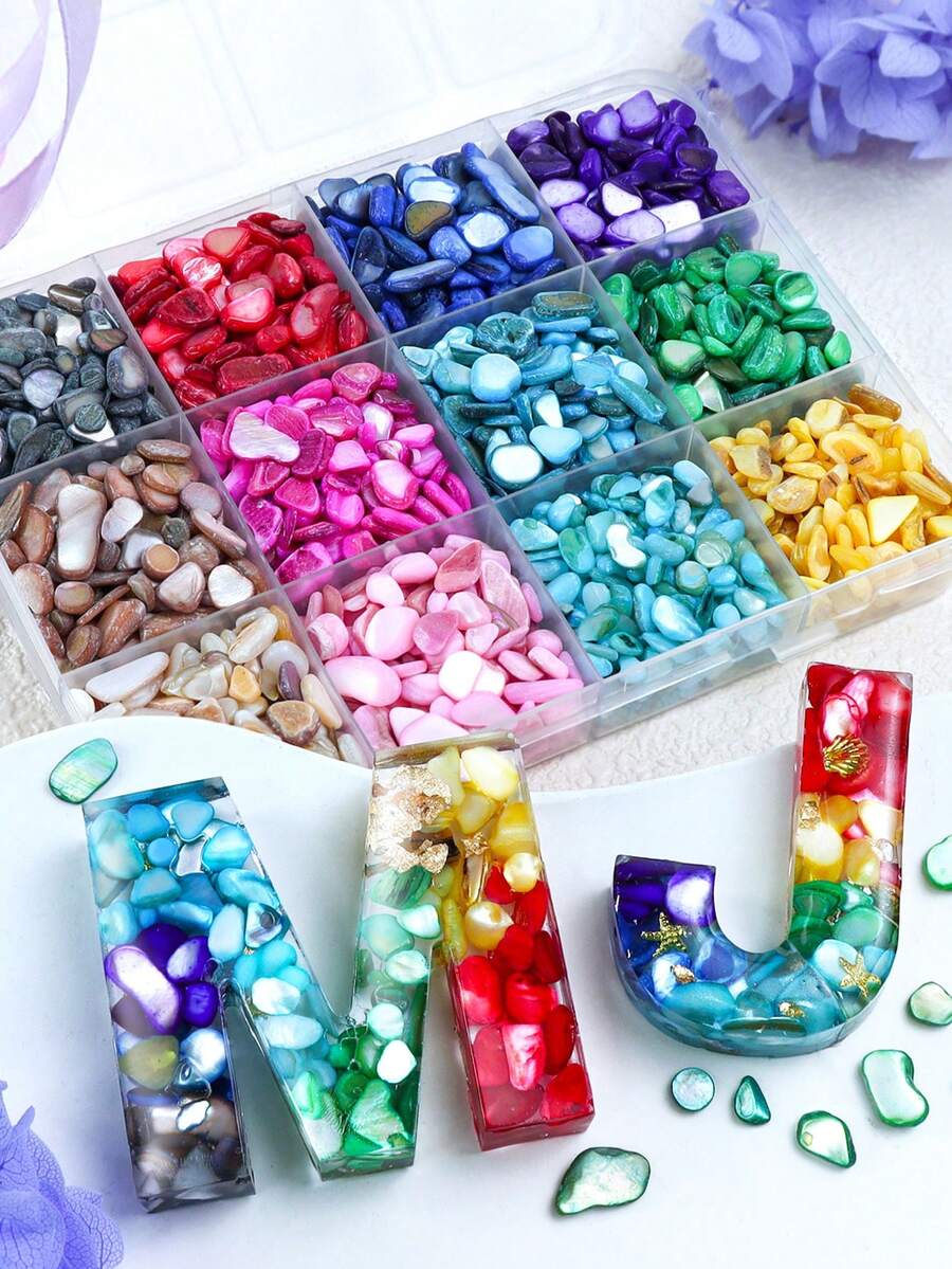 130g Hạt trang trí hình vỏ sò bất đối xứng nhiều màu sắc, thích hợp để đổ khuôn silicon, làm đồ trang sức thủ công DIY và đổ đầy cốc lắc nhựa.
