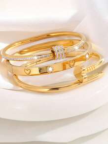 Conjunto de pulseiras versáteis e elegantes de aço inoxidável, adequado para presentes