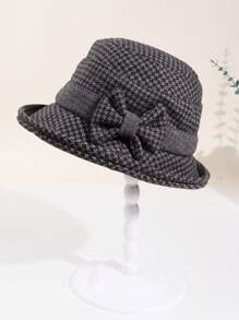 1pc Warm Plaid Bucket Hat, Fashionable Ear-Warming Beret Hat For Women, Ideal Outdoor Accessory, Suitable For All Seasons, Includes Drawstring For Adjustable Size Valentine's Day