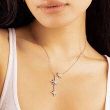 APM Monaco Necklace AC3350OX Three-Star Six-Pointed Star Necklace 925 Silver Light Luxury Clavicle Necklace For Girlfriend's Birthday Gift High-End Niche Design Valentine's Day Gift Silver White