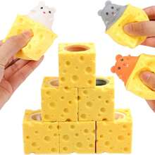 1/3/5 قطعة ألعاب سكويشي فوفو عشوائية الألوان، لعبة ضغط الفأر الجبن لتخفيف التوتر، لعبة فأر الجبن المطاطية، ألعاب حسية ممتعة، ألعاب جميلة بشكل الجبن لتخفيف التوتر للأطفال والبالغين - متعدد الألوان - مشاهدة 7