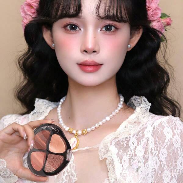 COLORROSE مدمج ظل العيون جيب لون وردي، خفيف الوزن، مات، لامع، بريق حريري ناعم عالي الصبغة بألوان غنية وزاهية، مثالي للاستخدام اليومي وحفلات هدايا للنساء والفتيات