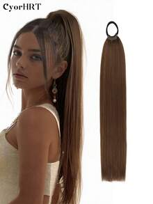26/34Inch Synthetic Hair Extensions Ponytail Hair Extensions With Rubber Band Natural Long Straight Hair Black Brown DIY Hair Extensions Straight Ponytail Braids Suitable For Women Daily Life And Holiday Party Wear Music Festival - Multicolor - View 20