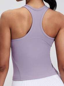 Women's Fashion Tank Top,  Athletic Gym Workout Vest Top, Sporty Sleeveless Running Shirt - Violet Purple - View 1