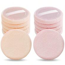10 piezas de borlas de maquillaje con cinta, 6 cm, adecuadas para polvos sueltos y base (rosa/desnudo/blanco), cosméticos, asequibles, decoración de habitaciones, tocador, viajes, dormitorio, accesorios de maquillaje, borla de polvos, esponja de maquillaje, esponja de maquillaje - Multicolor - Ver 1