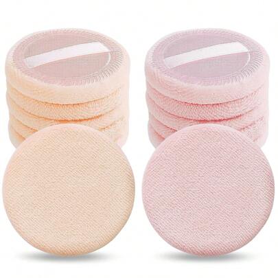 10pcs Makeup Powder Puffs With Ribbon, 2.36 Inch, Suitable For Loose Powder And Foundation (Pink/Nude/White), Cosmetic, Affordable, Room Decor, Vanity, Travel, Bedroom, Makeup Accessories, Powder Puff, Makeup Sponge, Makeup Sponge