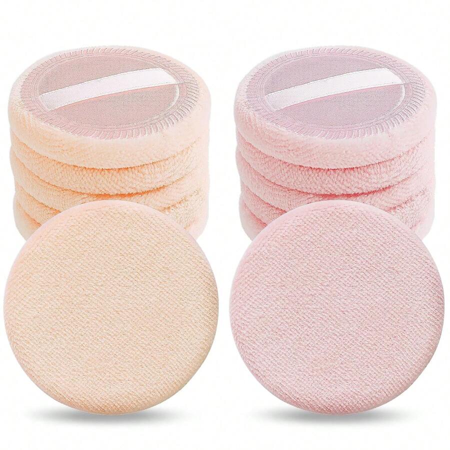 10 piezas de borlas de maquillaje con cinta, 6 cm, adecuadas para polvos sueltos y base (rosa/desnudo/blanco), cosméticos, asequibles, decoración de habitaciones, tocador, viajes, dormitorio, accesorios de maquillaje, borla de polvos, esponja de maquillaje, esponja de maquillaje - Multicolor - Ver 1