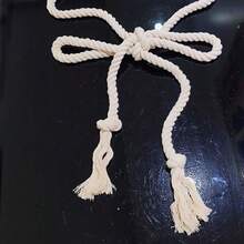 1Pcs Vintage Braided Rope Belt For Men And Women - Y2K Style, Thick White Rope, Black Plaid Pattern, Versatile Jeans Accessory, Hand Washable, Perfect For Casual Wear - 白色 - 查看 6