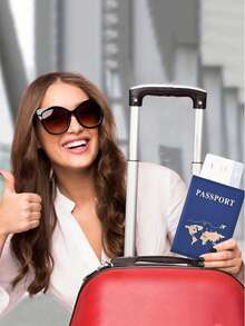 1 Set Minimalist Passport Information Card Holder For Outdoor Travel & Cross-Border Business, Foil Map Design, Parent-Child Set, Solid Color Passport Book & Travel Accessories Set, Essential Holiday Vacation Passport Cover, Women Passport Wallet - Multicolor - View 3