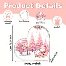 زينة قلب من الاكريليك ثنائي الأبعاد - مشهد سانتا كلوز والثلجي والرنة (البطاريات غير مشمولة)، عرض على طاولة أو رف الكتب الحديث، مناسب لعيد الميلاد وعيد الأم وعيد الأب - هدية مثالية للأم والجدة والابنة والخالة، ديكور منزلي للأعياد، زخرفة خفيفة للتعليق، تصميم ذو موضوع موسمي، ألوان حية، قطعة مركزية احتفالية، قطعة ديكورية مريحة، تزيين أجواء الأعياد