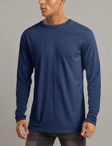 Men's Long Sleeve Shirts UPF 50+ UV Sun Protection Athletic Shirts For Hiking Running Workout Rash Guard-2025 - Navy - View 4