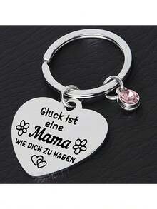 1pc A Heart-Shaped Metal Keychain, A For My Daughter, Mother's Day School Halloween Accessories Teachers Day Christmas Gift Ideas Bag Accessories Lanyards With Id Holder Car Accessories Bag Charms Car Accessories Friend Sister - Silver - View 5