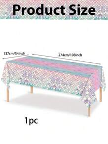 1 Stück 137x274cm Rosa Meerjungfrau Skala Tischdecke, Unterwasser Themen Geburtstagsparty Geschenk Dekoration, Einweg Plastik Tischdecke, Themen Geburtstag Dekoration