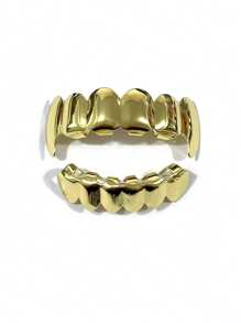 1 Set Unisex Hip-Hop Style Vampire Fang Grillz, 18K Gold/Silver Plated Grillz Teeth Accessories Suitable For Halloween, Christmas, Valentine's Day, Nightclub