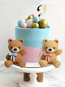 1 قطعة حامل كعكة دب كرتوني وردي وأزرق، ديكور حفلة عيد ميلاد، ديكور منزلي