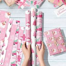 6 Pieces Of Pink Christmas Wrapping Paper Are Suitable For Various Occasions Such As Christmas, Weddings, Birthdays, Winter Vacations, Etc. You Can Stick Pink Christmas Gift Wrapping Paper On The Wall To Create A Festive Atmosphere.