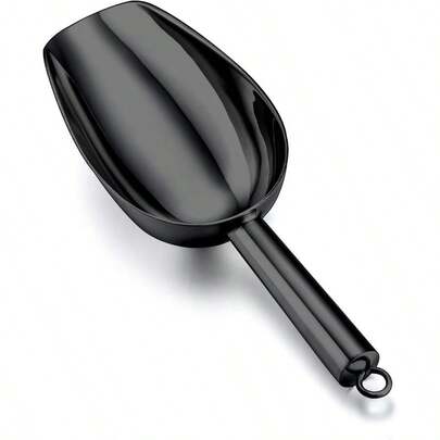 5oz Ice Scoop, Stainless Steel Food Scoop Metal Ice Scooper For Kitchen Bar Party Wedding, Heavy Duty & Sturdy, Easy Storage & Versatile, Mirror Finish & Smooth Edge, Black