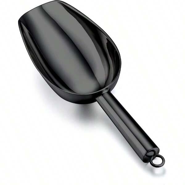 5oz Ice Scoop, Stainless Steel Food Scoop Metal Ice Scooper For Kitchen Bar Party Wedding, Heavy Duty & Sturdy, Easy Storage & Versatile, Mirror Finish & Smooth Edge, Black