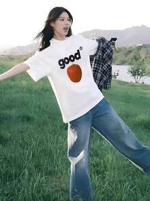 100% Cotton Women's T-Shirt Short Sleeve Summer 200g Fashion Print Casual Sports Outdoor Comfortable Breathable