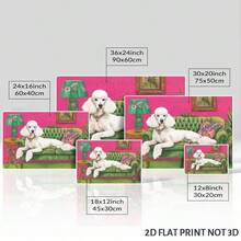 1pc Poodle, Vintage Sofa, Art Deco Style Framed Wall Art - Canvas Prints Poster, Ready To Hang - Home Decor, Ideal For Home, Office Wall Decor, Family Gift, Living Room Bedroom Wall Decor, 2D Flat - 杏色 - 查看 4