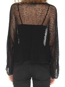 Summer Irregular Knit Cover-Up Crop Top For Women Y2k Aesthetic See-Through T-Shirt Beach Vacation Going Out Tops Womens Crochet Shrug Y2K Hollow Out Bolero Shrug See Through Cropped Top - 黑色 - 查看 4