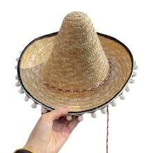 Children's Mexican Straw Hat Pointed Top Mini Sombrero Hat For Carnival Party Masquerade Costume Props - Yellow - View 1