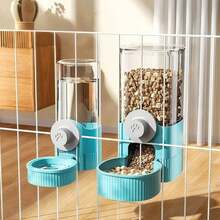 1 Set Hanging Pet Water Dispenser With Anti-Humidity Mouth Bowl, Large Capacity Cat/Dog Water And Food Feeder, Can Be Hung On Cage - Grey - View 2