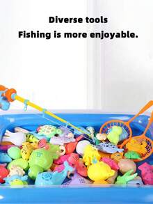 4 Types Of Fishing Game Toys (0-25 Inches), Magnetic Fishing Toy Games, Bathtub Toy Sets, Made Of ABS Material, Floating Fishing Game Toys (Random Style And Color Assembly), Including Fishing Rods, Fishing Nets, Fish, Etc. The Fish Mouths Come With Magnetic Attraction, Inflatable Swimming Pools, Fishing With Family And Friends, Bathing Play, - Multicolor - View 5
