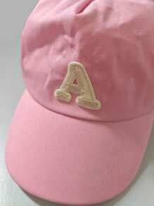 1 PC Baby Girls A-Z Letter Patch Classic Baseball Cap Baby Girls Sun Caps Suitable For Toddler Aged 1-3 Years Old - Pink - View 7