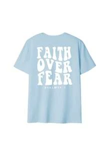 Áo thun nữ tay ngắn cổ tròn kiểu dáng thường ngày, in khẩu hiệu, thích hợp mặc đi nghỉ mát. Áo thun in hình, có các màu trắng, đen, hồng, phù hợp cho kỳ nghỉ hè. - Màu xanh nhạt - Xem 3