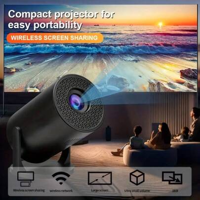 1pc Mini Projector, Android 11, Portable Projector, USB Projector, Supports 4K 1080P Full HD, Smart Projector, 5G WiFi6 BT5.0 Auto Horizontal Correction, 180° Rotatable Outdoor Projector, Suitable For Smartphone/TV Stick/Laptop, Compact Wireless Wired Micro Projector For Home