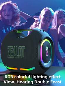 ZEALOT ZE21 250W Wireless Speaker, Outdoor Portable, Bluetooth Speaker, 48000mAh Long Battery, With RGB Color Lights, Up To 8 Hours Of Playback Time, Supports Mobile Phones/Tablets/TVs. Compatible With SD Card/USB/AUX, Serial Pairing Function, Suitable For/Car/Outdoor/Camping/Beach/Party - Black - View 9