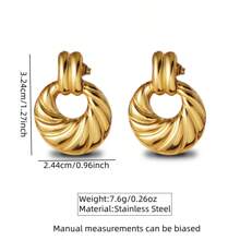 1 Pair Minimalist Fashion Geometric Hollow Stainless Steel Stud Earrings, Suitable For Women's Daily Wear And Party Occasions