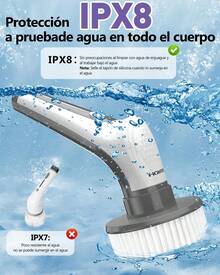 Cepillo Electrico para Baño Limpieza, [IPX8 Resistente al Agua] Cepillo Giratorio para Baño sin Cable con 9 Cabezas de Cepillo Reemplazables, Larga Duración, Mango Ajustable para Tina, Piso - Gris - Ver 12