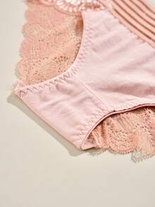 3pcs/Pack Women's Sheer Drawstring High Waist Panties, Sexy Lace Thong - Multicolor - View 7